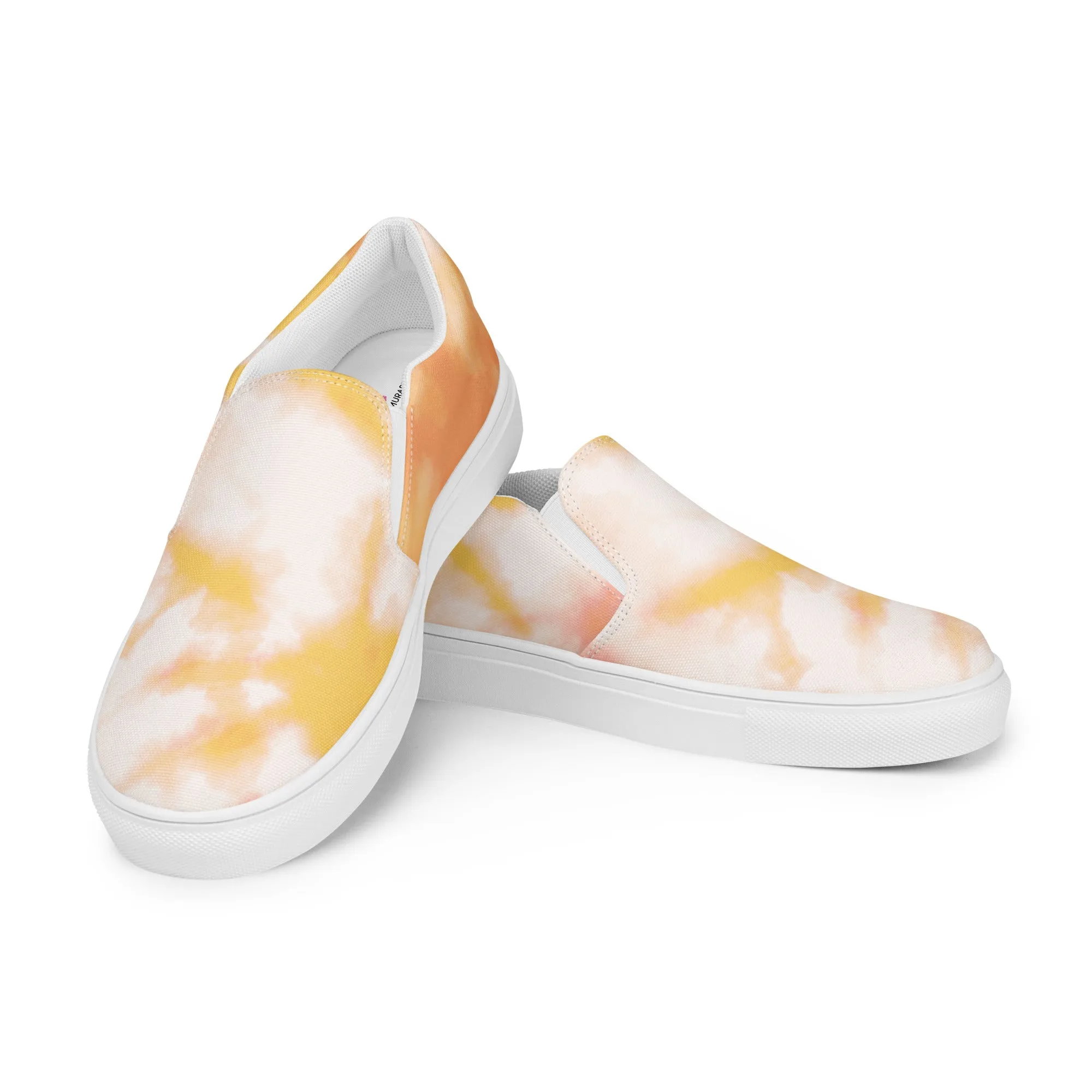 Sunset Tie Dye Women's Sneakers, Tie Dye Abstract Print Women’s Slip-On Canvas Shoes (US Size: 5-12)