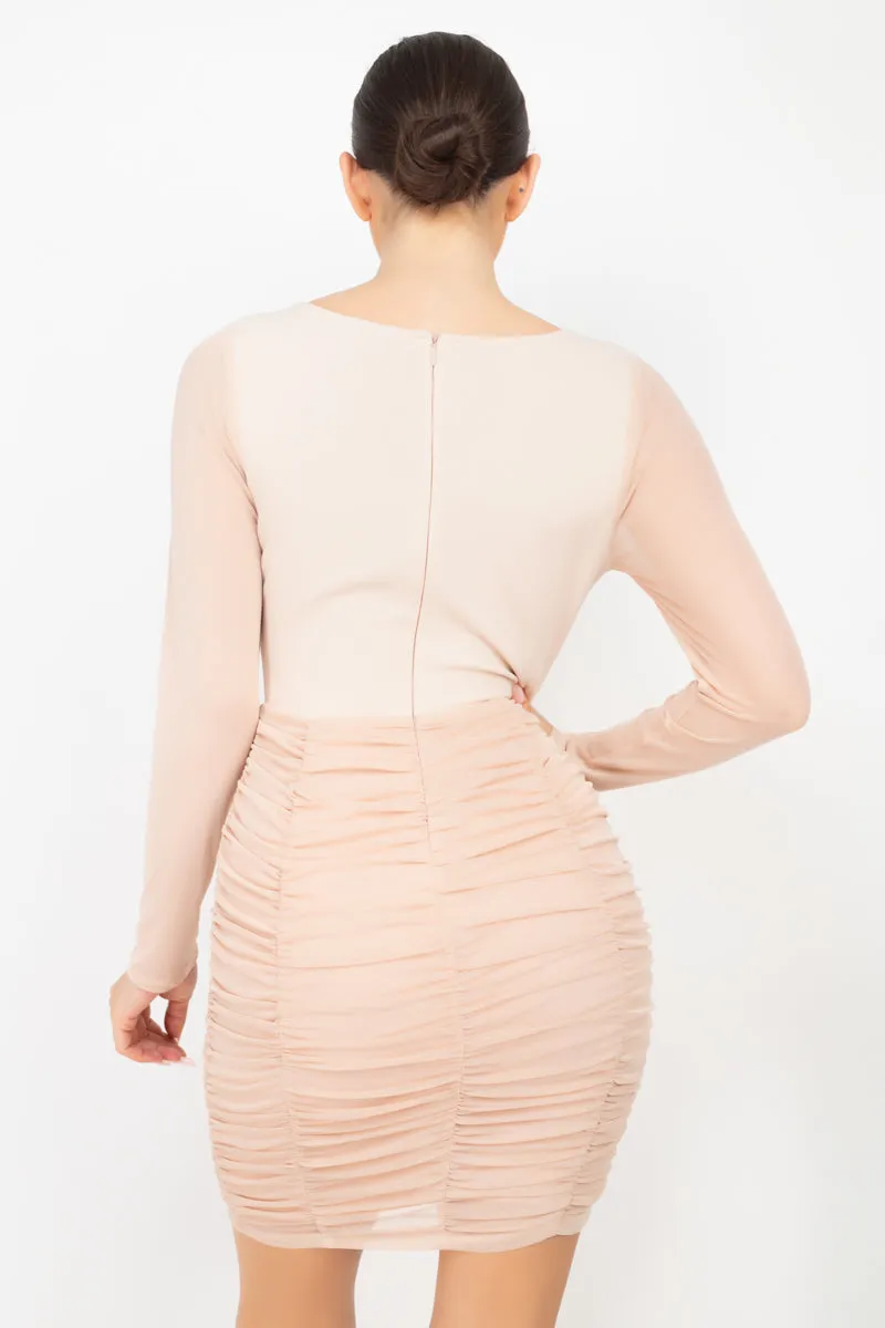 Sweetheart Shirred Bodycon Dress