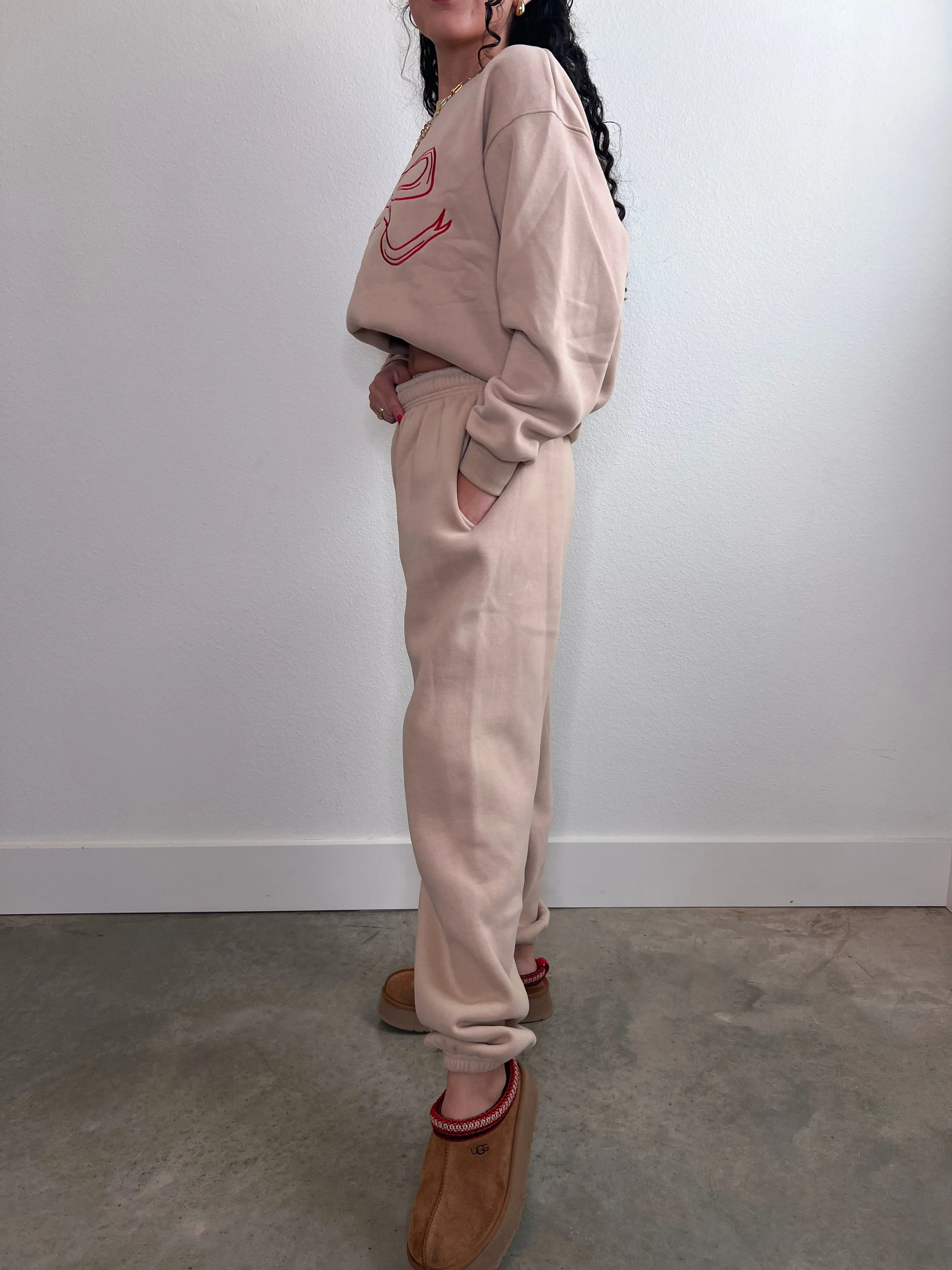 Tan Overfit Jogger Pants
