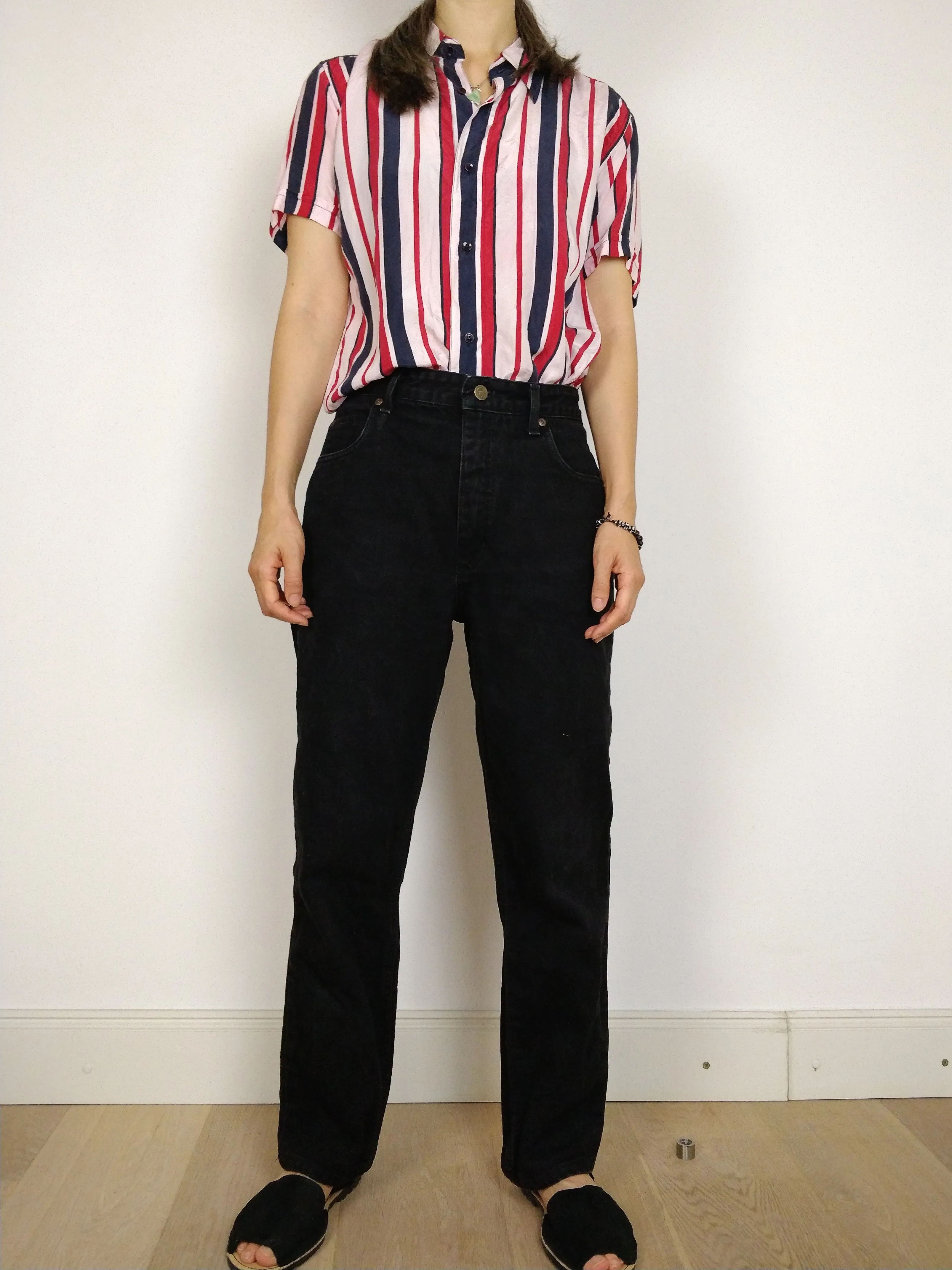 The Black Lee Jeans | Vintage Lee Jeans Oklahoma black denim high waist mom jeans S M 32-33
