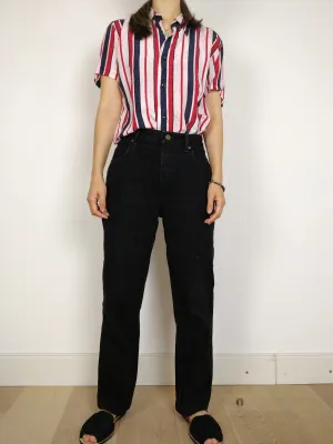The Black Lee Jeans | Vintage Lee Jeans Oklahoma black denim high waist mom jeans S M 32-33