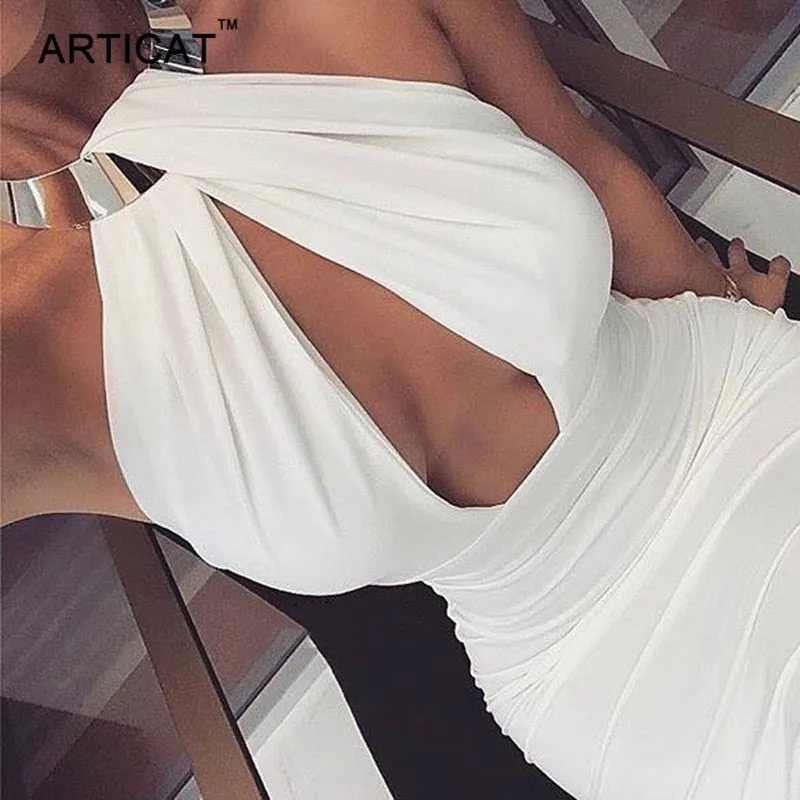VenusFox Hollow Out Off Shoulder Choker Long Bodycon Dress
