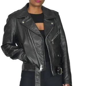 Vintage Outdoor Exchange Leather Motorcycle Jacket Black Moto Biker Quilted Asymmetric Zip Size 36 Small Mens