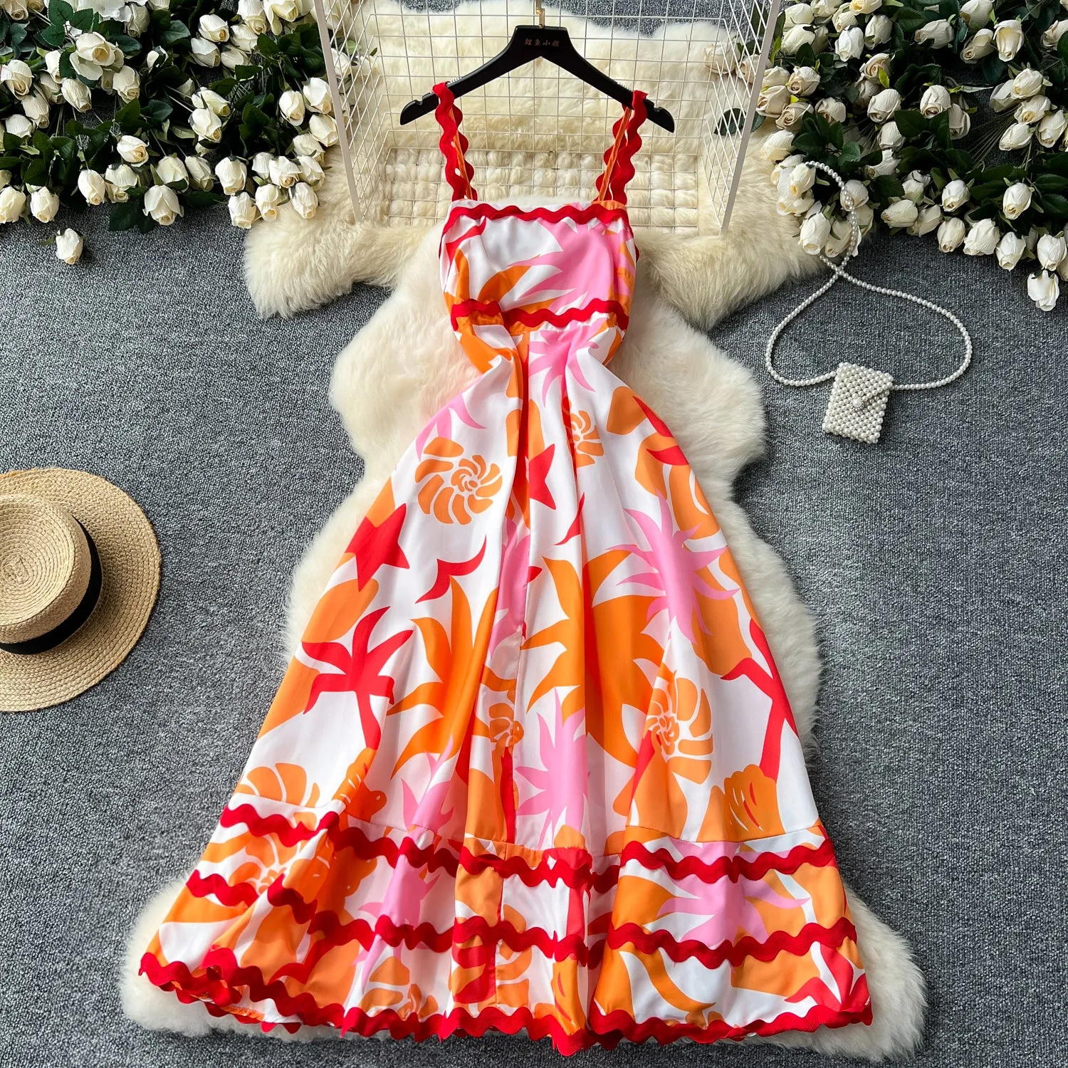 Wave Edge Patchwork Printed Dress
