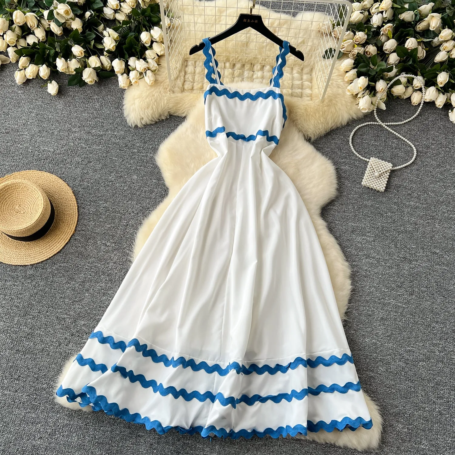 Wave Edge Patchwork Printed Dress