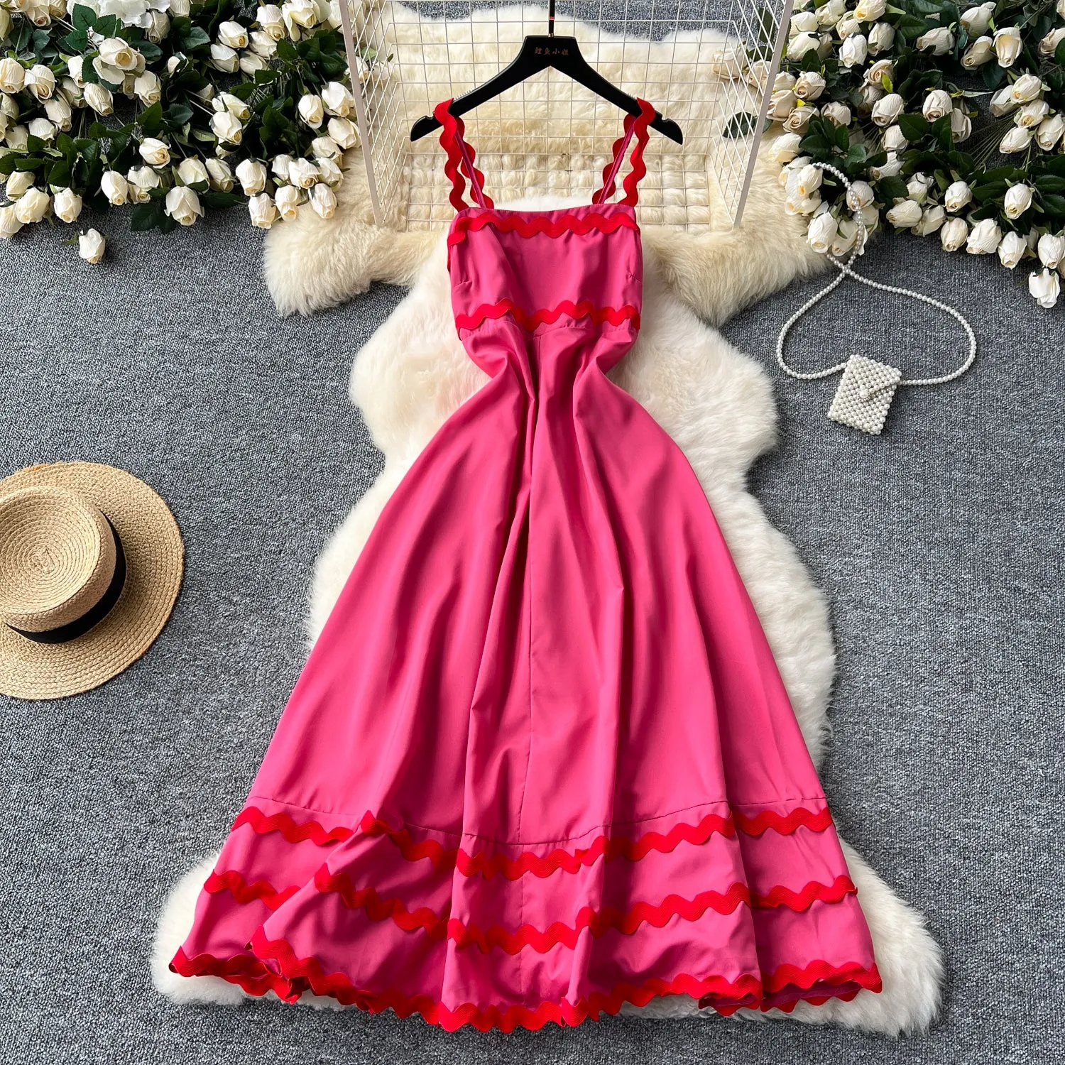 Wave Edge Patchwork Printed Dress