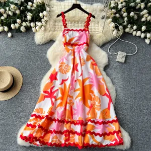 Wave Edge Patchwork Printed Dress