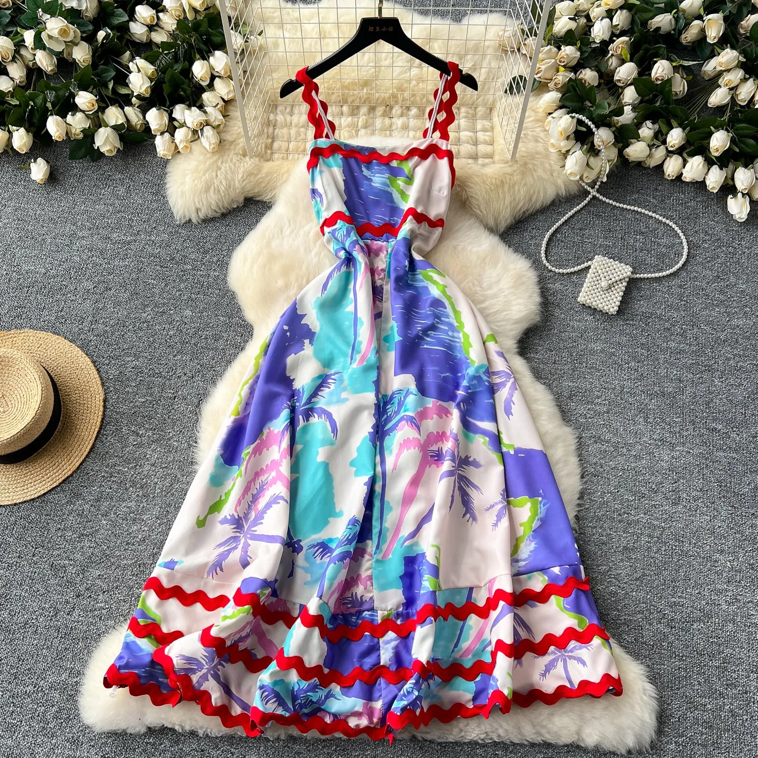 Wave Edge Patchwork Printed Dress