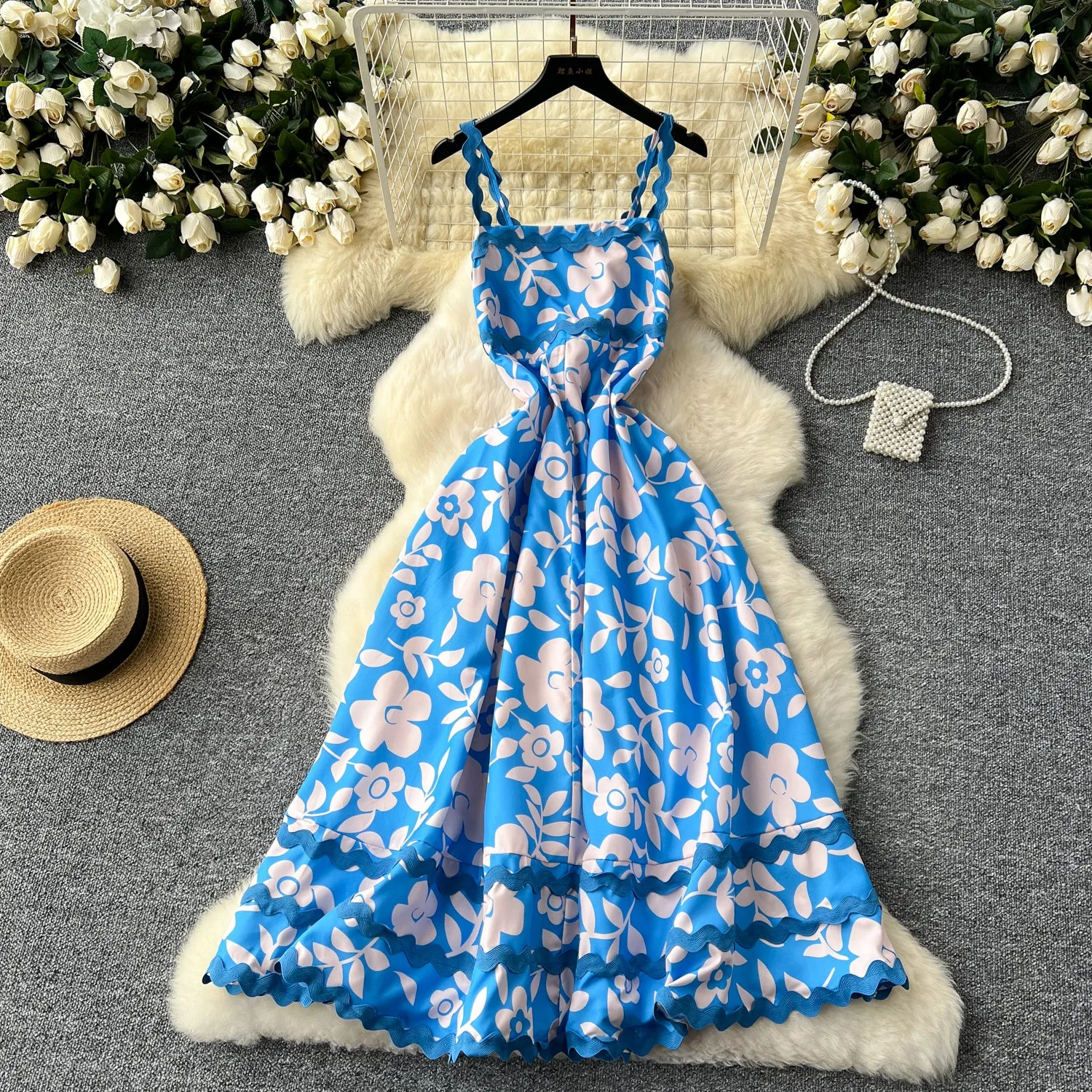 Wave Edge Patchwork Printed Dress