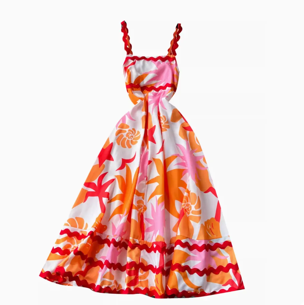 Wave Edge Patchwork Printed Dress
