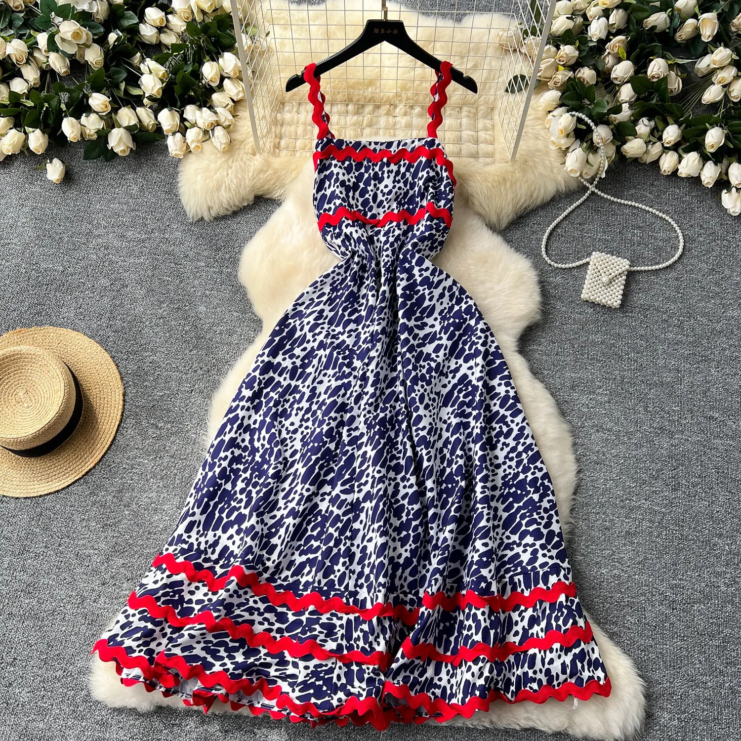 Wave Edge Patchwork Printed Dress