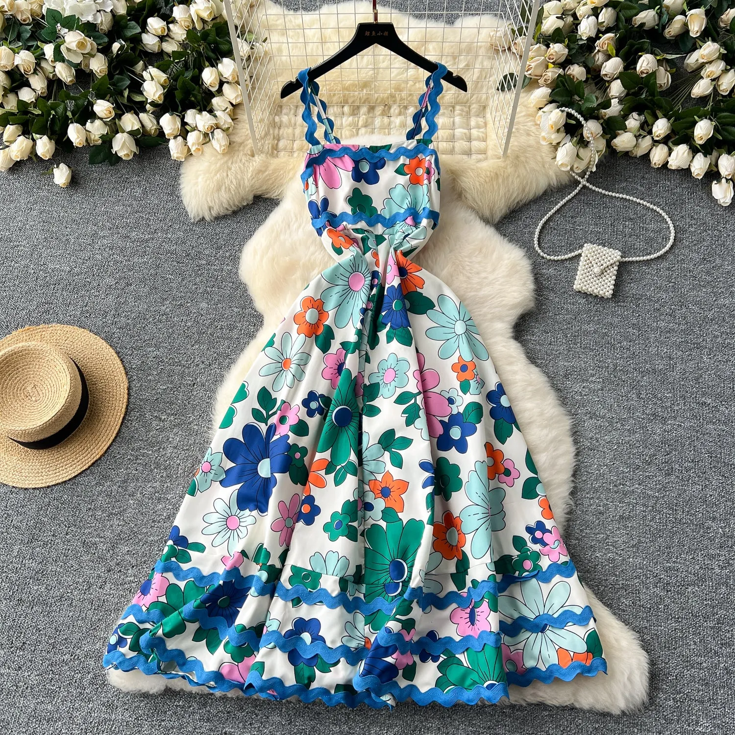 Wave Edge Patchwork Printed Dress