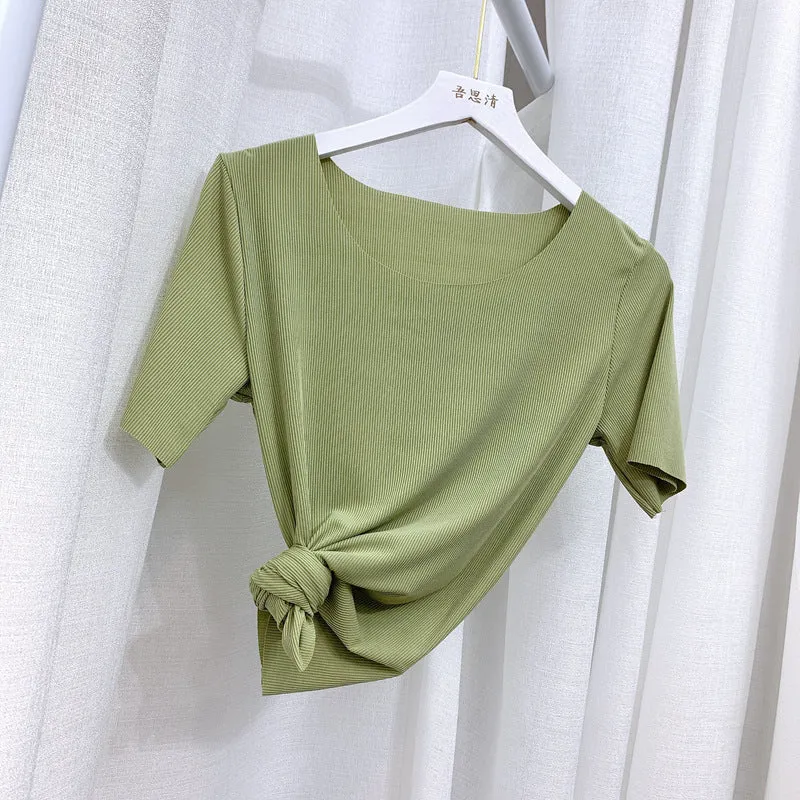 Wide Leg Pants Women High Waist Loose Drape Casual Floor Length Straight Ice Silk Pants