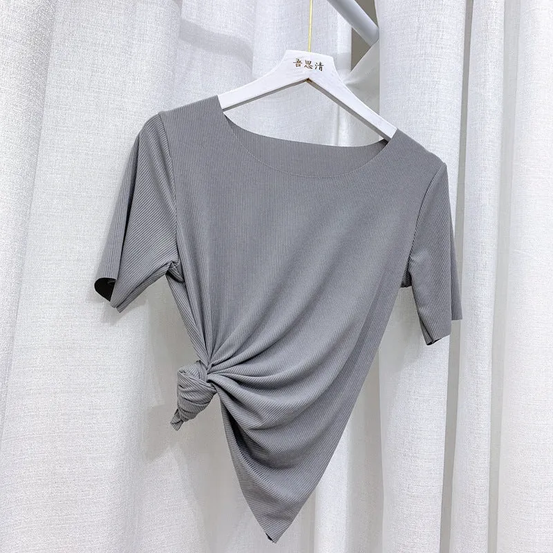 Wide Leg Pants Women High Waist Loose Drape Casual Floor Length Straight Ice Silk Pants