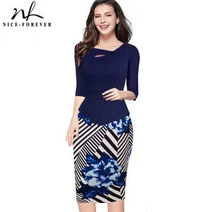 Women Casual Three Quarter Business Office Summer Dress