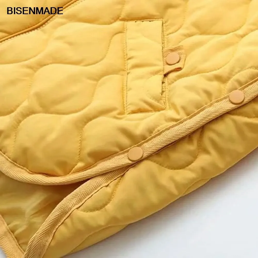 Women Warm Quilted Padded Jacket Side Split - Plus Sizes Avail