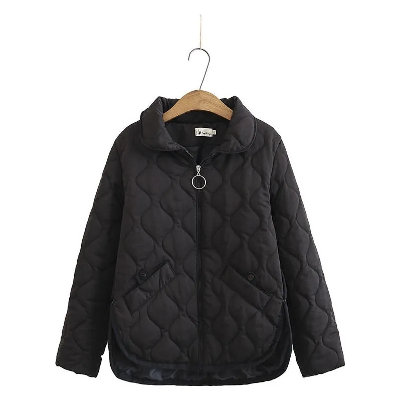 Women Warm Quilted Padded Jacket Side Split - Plus Sizes Avail