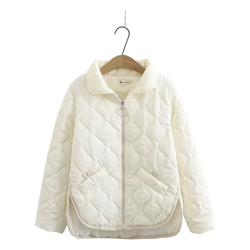 Women Warm Quilted Padded Jacket Side Split - Plus Sizes Avail