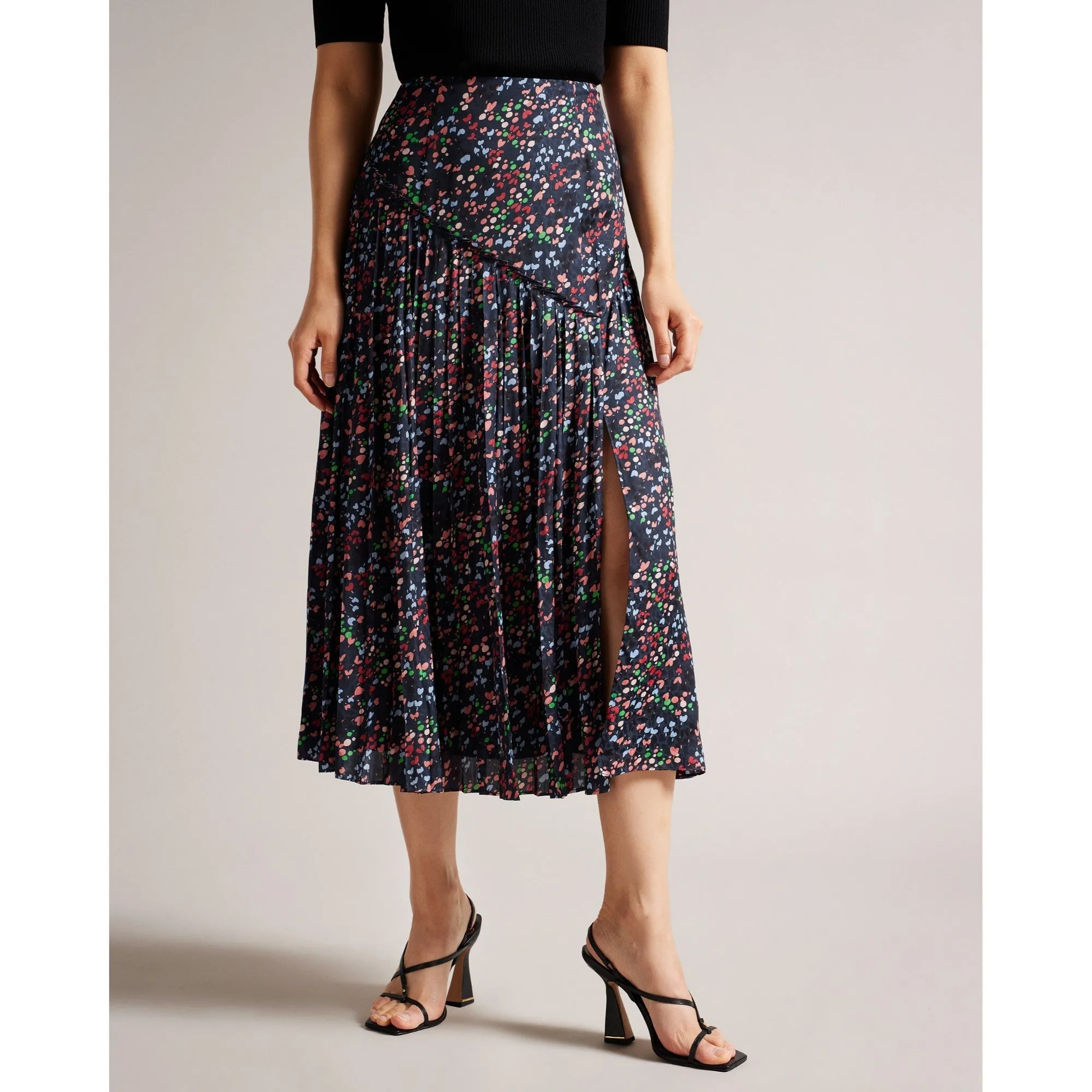 Women Wms-Israa-Pleated Midi Skirt - Dk-Navy