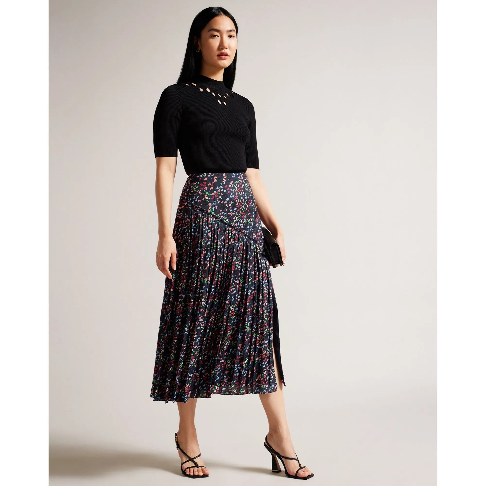 Women Wms-Israa-Pleated Midi Skirt - Dk-Navy