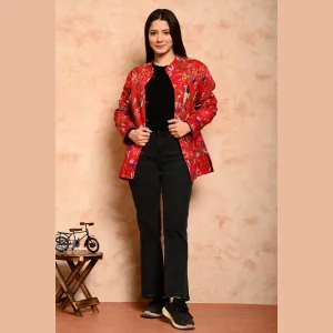 Women's Cotton Floral Print Quilted Jacket - SHKL1012