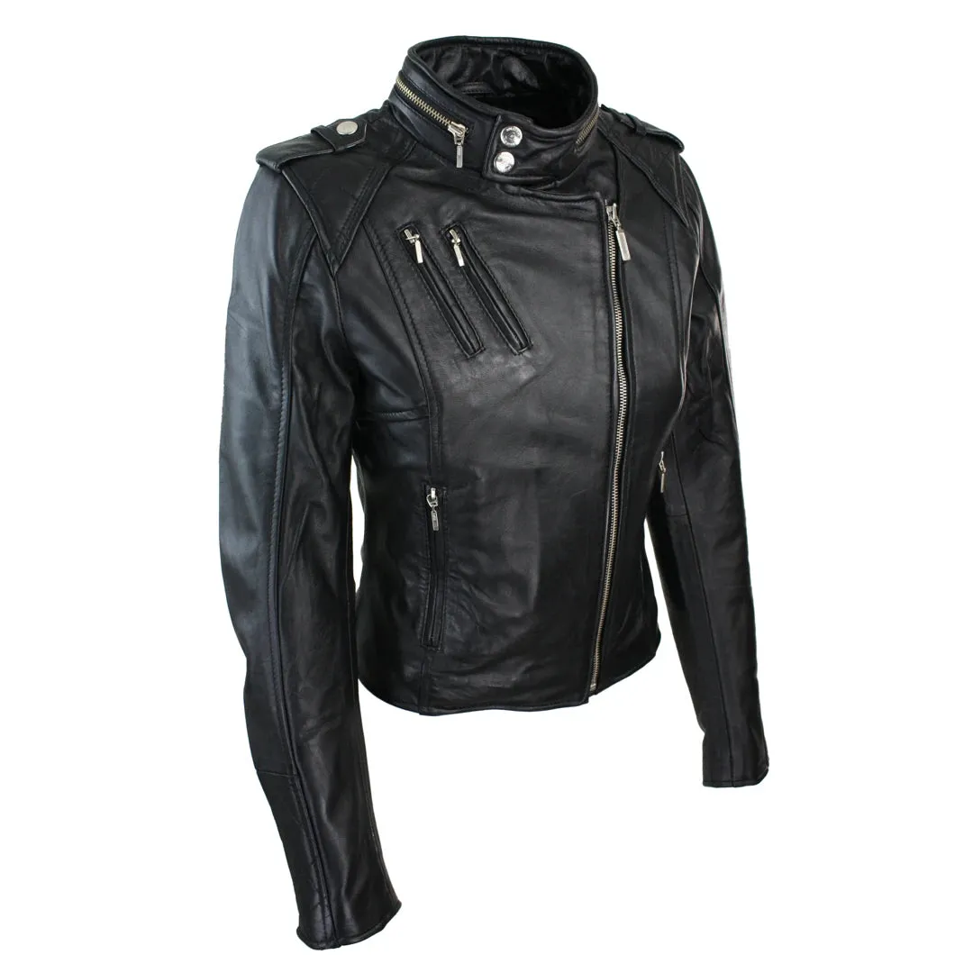 Women's Leather Red Biker Jacket Velvet Lining
