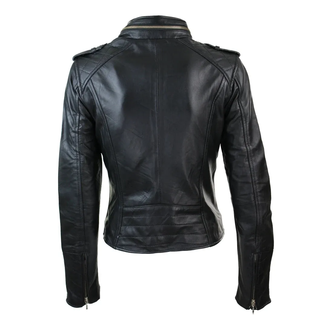 Women's Leather Red Biker Jacket Velvet Lining