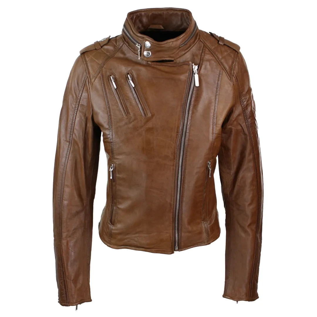 Women's Leather Red Biker Jacket Velvet Lining