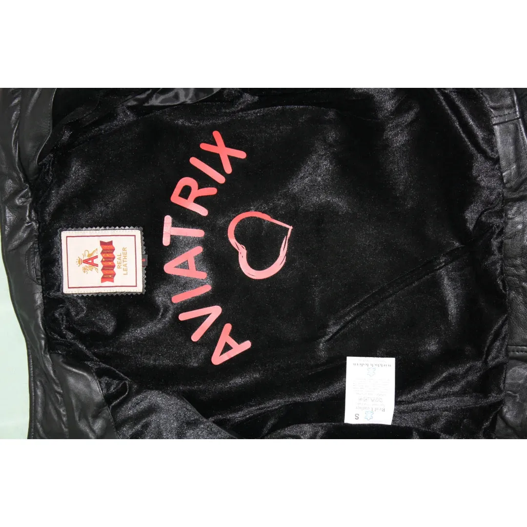 Women's Leather Red Biker Jacket Velvet Lining