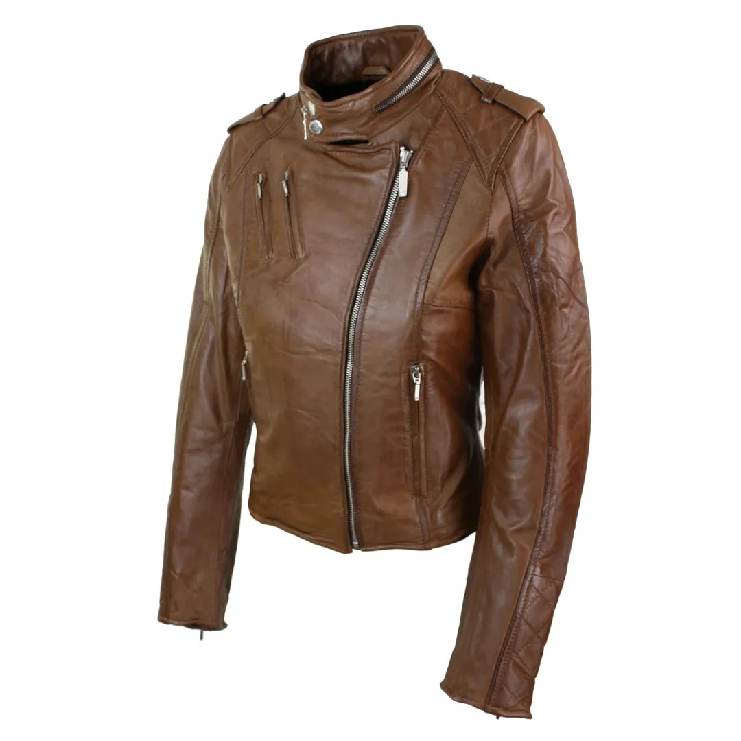 Women's Leather Red Biker Jacket Velvet Lining