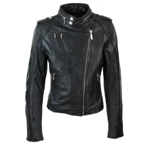 Women's Leather Red Biker Jacket Velvet Lining