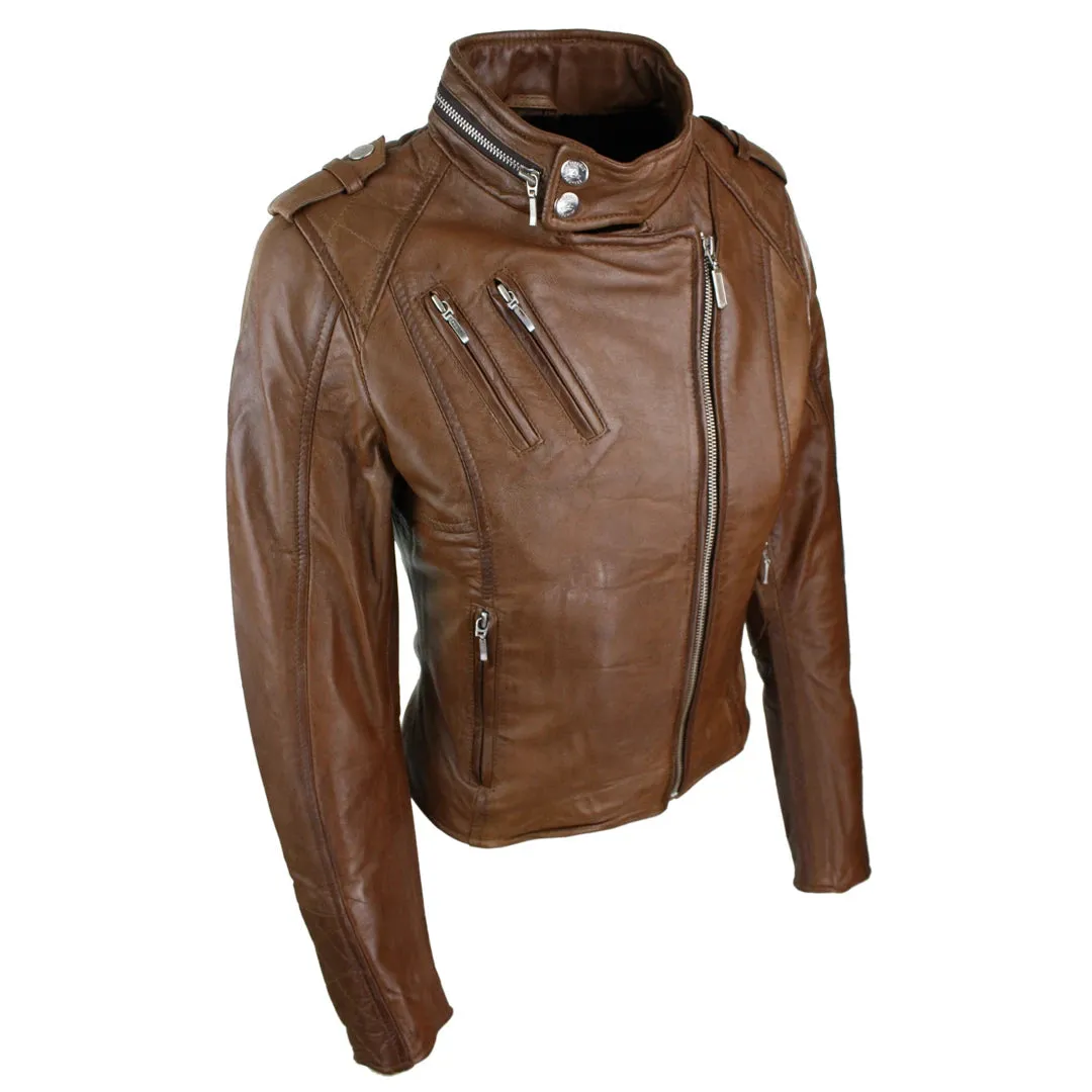 Women's Leather Red Biker Jacket Velvet Lining