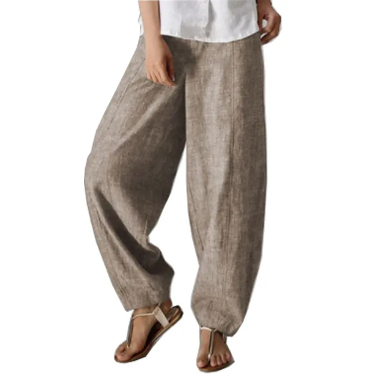 Women's Pants British Style Solid Color High Waist Wide Leg Casual Trousers