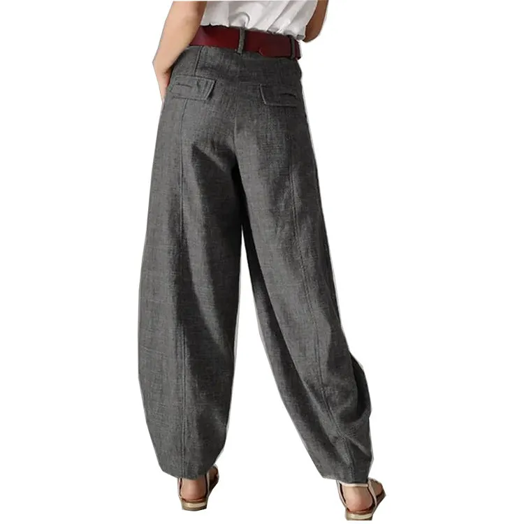 Women's Pants British Style Solid Color High Waist Wide Leg Casual Trousers